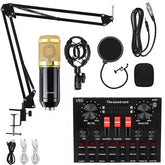 Micrófono de condensador de audio para estudio, micrófono para canto, juego de tarjeta de sonido BM800+V8S, juego de tarjeta de sonido BM800+V8